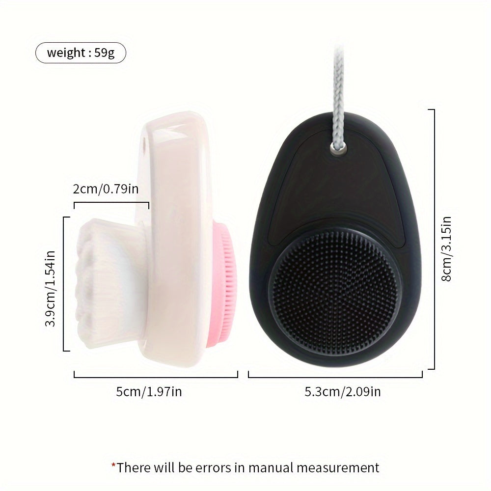 2-in-1 Dual-Sided Silicone Facial Cleansing Brush with Exfoliating Bristles & Soft Massage Tips - Gentle Deep Pore Cleansing & Skincare Tool, Travel-Friendly Hanging Loop, Unscented for Sensitive Light Beige, Facial Cleanser,