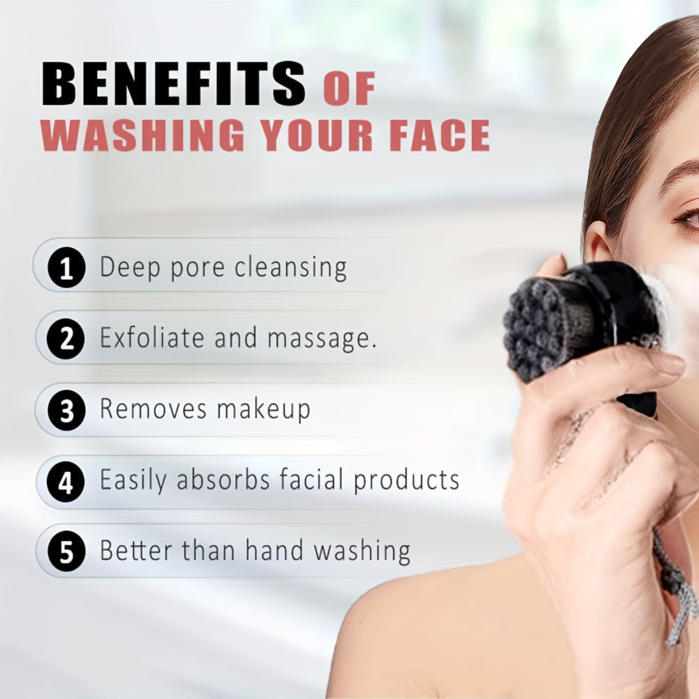 2-in-1 Dual-Sided Silicone Facial Cleansing Brush with Exfoliating Bristles & Soft Massage Tips - Gentle Deep Pore Cleansing & Skincare Tool, Travel-Friendly Hanging Loop, Unscented for Sensitive Light Beige, Facial Cleanser,